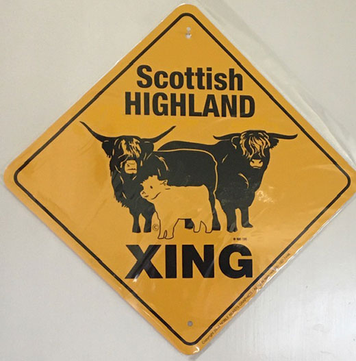 Scottish Highland Family Crossing sign
