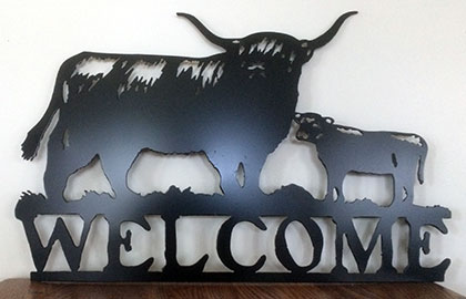 Highland Family Welcome Sign 24 X 14.5 inches