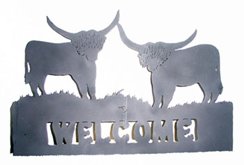 Highland black iron welcome sign 21x14 inches
